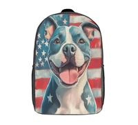 kaiyun American Flag Dog Backpack for School Kids Elementary Middle Travel Bag Painted Patriotic Pet ArtBoys Girls Lightweight Schoolbag 17inch