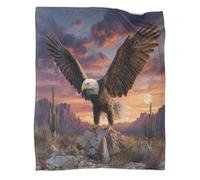 kaiyun An Eagle Spreads Its Wings And Lands on The Rugged Desert Rocks Outdoor Camping Printed Soft Breathable Warm Blanket Four Seasons Bedroom Bedspread 70x80inch(180x200cm)