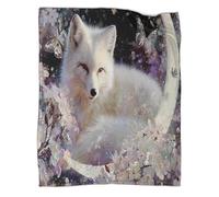 kaiyun An Elegant Silver Fox Under The Crescent Moon Soft And Comfortable 3D Printed Throw Blanket for Kids Adults for Bed Sofa 60x80inch(150x200cm)