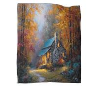 kaiyun An Old Stone House in The Woods Printed Blanket 3D Design Bedspread Soft Warm Microfiber Throws And Patchwork Quilts 50x60inch(127x152cm)