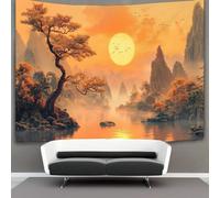 kaiyun Ancient China Tapestry,Trees Sunset Wall Art Aesthetic Home Decoration for Living Room Dorm 130cmx150cm