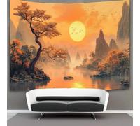 kaiyun Ancient ChinaTapestry Trees Sunset Wall Hangings Living Room Decorative for Bedroom 150cmx200cm