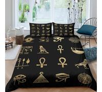 kaiyun Ancient Egyptian Hieroglyphs, Symbols Printed Comforter Cover Set 3D Print Quilt Covers Microfibre Bedding 3 Pcs Set with Pillow Case for Kids Teens Adults Double（200x200cm）