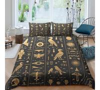 kaiyun Ancient Egyptian Symbols 3PCs Duvet Cover Sets, 3D Printing Themed, Comfortable, Soft Bedding Set Bedroom Decor Single（135x200cm）