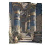 kaiyun Ancient Egyptian Temple Throws,Soft And Warm Printed Flannel for Bed And Sofa 50x60inch(127x152cm)