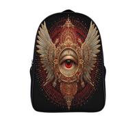 kaiyun Angel's Third Eye Childrens Premium School Travel Bag with Side Hidden Pockets,Red Bookbag for Boys Girls,Adjustment Buckle Rucksack 16 inch