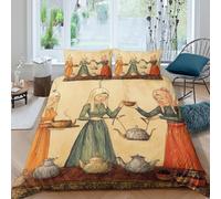 kaiyun Arabic Tea Party Pictures 3D Print Duvet Cover 3 Piece Quilt Covers Bedding with Zipper Closure,with Pillowcase Microfiber for Boys Girls Adult Double(200x200cm)