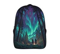 kaiyun Aurora Shining in The Forest Childrens Premium School Travel Bag with Side Hidden Pockets, Bookbag for Boys Girls,Adjustment Buckle Rucksack 16 inch