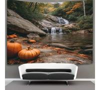 kaiyun Autumn in Maggie Valley, Pumpkin, And Saco Falls Tapestry, Wall Art Aesthetic Home Decoration for Living Room Dorm 150cmx200cm