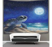 kaiyun Baby Turtles Under A Full Moon Tapestry,Sandy Nest Wall Hanging,Wall Art for Bedroom Aesthetic Home Decoration for Living Roombedroom 180cmx230cm