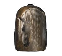 kaiyun Backpack Arabian Horse School Bag Elementary Bookbag Teens Silky Curly Mane for Girl Children Boys Rucksack Kids Daypack 17inch