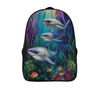 kaiyun Backpack Baby Shark, Coral Reef - Pointillism Style School Bag Elementary Bookbag Teens for Girl Children Boys Rucksack Kids Daypack 16 inch