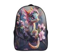kaiyun Backpack Little Dragon Climbing on The Flower Tree School Bag Elementary Bookbag Teens Flowers for Girl Children Boys Rucksack Kids Daypack 16 inch