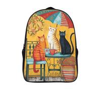 kaiyun Backpack Whimsical Cat School Bag Elementary Bookbag Teens for Girl Children Boys Rucksack Kids Daypack 16 inch