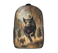 kaiyun Backpack Wild Boar Chase School Bag Elementary Bookbag Teens Forest Hunting Scene for Girl Children Boys Rucksack Kids Daypack 17inch