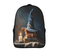 kaiyun Backpack Witch Hat, Book, Candle School Bag Elementary Bookbag Teens Oil Painting Style for Girl Children Boys Rucksack Kids Daypack 16 inch