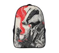 kaiyun Badger Barista Kids Travel Backpack Kindergarten Black And White Ink Illustration Style Schoolbag Bookbag For Girls Boys Baby 16 inch