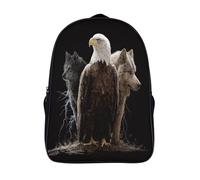 kaiyun Bald Eagle, Wolf, Bear School-Bags Backpacks for Teens,Elementary Girls Bookbags,Lightning Lightweight Casual Daypack 16 inch