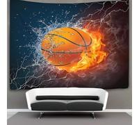 kaiyun Basketball Fire Water Decorations Tapestry Dynamic Action Style 3D Printing Wall Blanket Wall Hanging for Living Room Bedroom Dorm Decor 180cmx230cm