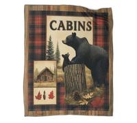 kaiyun Bear Family Cabin Scene Blanket,Soft,Comfortable And Warm,3D Rustic Woodland Art Style Pattern,Suitable for Home And Camping,80x90inch(200x230cm)