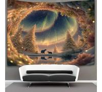 kaiyun Bear, Forest, Northern Lights Decorations Tapestry 3D Printing Wall Blanket Wall Hanging for Living Room Bedroom Dorm Decor 130cmx150cm