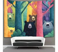 kaiyun Bear in The Forest Peeks Out from behind A Tree Decorations Tapestry 3D Printing Wall Blanket Wall Hanging for Living Room Bedroom Dorm Decor 180cmx230cm