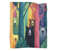 kaiyun Bear in The Forest Peeks Out from behind A Tree Printed Blanket 3D Design Bedspread Soft Warm Microfiber Throws And Patchwork Quilts 60x80inch(150x200cm)