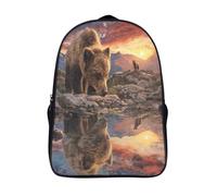 kaiyun Bear, Reflection School-Bags Backpacks for Teens,Elementary Girls Bookbags,Mountains Sunset And Clouds Lightweight Casual Daypack 16 inch