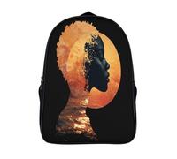 kaiyun Beautiful Black Woman Backpack for School Kids Elementary Middle Travel Bag Rising SunBoys Girls Lightweight Schoolbag 16 inch
