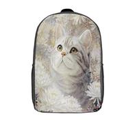 kaiyun Beautiful Cat Kids Preschool Travel Backpack Kindergarten Wonderful Winter Flowers in Bloom Schoolbag Bookbag For Girls Boys 17inch