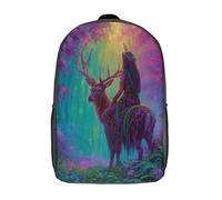 kaiyun Beautiful Fairy Riding A Stag through The Misty Forest Kids Preschool Travel Backpack Kindergarten Schoolbag Bookbag For Girls Boys 17inch