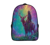 kaiyun Beautiful Fairy Riding A Stag through The Misty Forest School Bags Girls Boys Backpack for Teenagers Large Capacity School Bag Lightweight Rucksack 16 inch