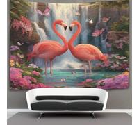 kaiyun Beautiful Flamingos Tapestry Wall Hanging,Magnificent Waterfalls for Bedroom Decor Birthday Party Celebration Or Garden Backdrop 130cmx150cm