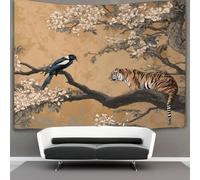kaiyun Beautiful Magpie Looking Down at Tiger on A Branch Decor Tapestry, Wall Art Tapestries Wall Hangings for Living Room Bedroom Dorm 180cmx230cm