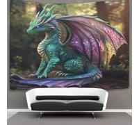kaiyun Beautiful Mother Dragon Tapestry Wall Hanging,Rainbow-colored Double Wings for Bedroom Decor Birthday Party Celebration Or Garden Backdrop 70cmx100cm