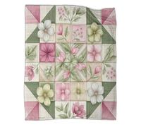 kaiyun Beautiful Pale Pink And Green Tones Throws And Patchwork Quilts,70x80inch(180x200cm),Soft Blanket with Spring Vibes Pattern