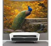 kaiyun Beautiful Peacock Standing in The Autumn Forest Decorations Tapestry 3D Printing Wall Blanket Wall Hanging for Living Room Bedroom Dorm Decor 130cmx150cm