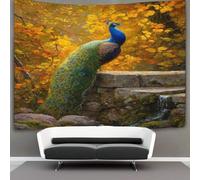 kaiyun Beautiful Peacock Standing in The Autumn Forest Decorations Tapestry 3D Printing Wall Blanket Wall Hanging for Living Room Bedroom Dorm Decor 100cmx150cm