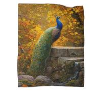 kaiyun Beautiful Peacock Standing in The Autumn Forest Printed Blanket 3D Design Bedspread Soft Warm Microfiber Throws And Patchwork Quilts 50x60inch(127x152cm)