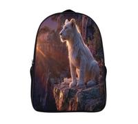 kaiyun Beautiful White Lioness Sitting on The Edge of A Cliff Children's Backpack,Kids Schoolbag Students Bookbag for Boys Girls,16 inch