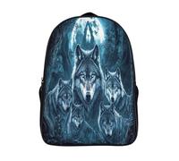 kaiyun Beautiful Wolf Portrait Childrens Premium School Travel Bag with Side Hidden Pockets,Silver Full Moon And Dark Twisted Trees Bookbag for Boys Girls,Adjustment Buckle Rucksack 16 inch