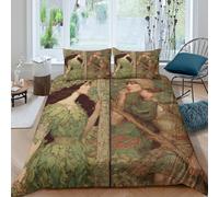 kaiyun Beautiful Woman in A Green Leaf Skirt Duvet Cover Scottish Warrior 3D Printed Bedding Set 3Pcs Microfiber Quilt Cover, with Pillowcase Comforter Cover Adults And Teens King(220x240cm)