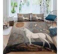 kaiyun Between Heaven And Earth, Galloping Horses Printed Comforter Cover Set 3D Print Quilt Covers Microfibre Bedding 3 Pcs Set with Pillow Case for Kids Teens Adults Single（135x200cm）