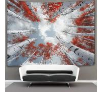 kaiyun Birch Tree Tapestry Bedroom Aesthetic - Indie Wall Room Decor Bright Red Autumn Leaves Wall Hanging,Wall Art 100cmx150cm