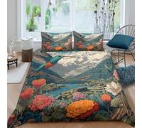 kaiyun Birds, Maya, Flowers, Lush Valleys, Mountains 3D Duvet Cover 3 Piece Set, Printed Bedding Set, Microfibre Quilt Cover, with Pillowcase King（220x240cm）