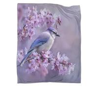 kaiyun Birds Perched on Pale Pink Cherry Blossom Branches Blankets, Soft And Lightweight All Season Throws,Bedding for Kids And Adults,for Picnics,Travel,Home Decoration,40x50inch(100x130cm)