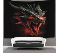 kaiyun Black And Red Dragon Head Tapestry Fiery Flames Wall Hanging for Bedroom Home Decor HD Printing Living Room, Dorm 180cmx230cm
