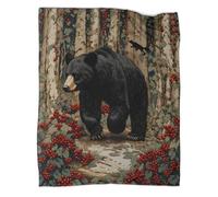 kaiyun Black Bear in Forest Soft And Comfortable 3D Printed Wildlife Throw Blanket for Kids Adults for Bed Sofa 70x80inch(180x200cm)