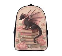 kaiyun Black Dragon with Pink Wings Kids Travel Backpack Kindergarten Old Books Schoolbag Bookbag For Girls Boys Baby 16 inch