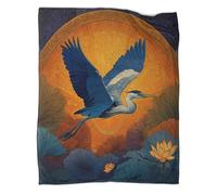 kaiyun Blue Herons Fly by Amidst Blooming Lotus Flowers Super Soft Blanket | Throws | Fluffy And Comfortable Travel Cover,50x60inch(127x152cm)